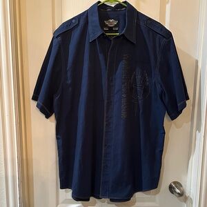 Harley-Davidson Men's Dark Blue Casual Shirt